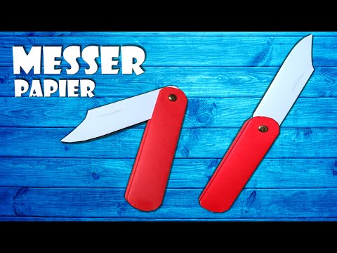 Taschenmesser selber machen Messer aus Papier basteln - paper pocket knife DIY toy craft [4K]