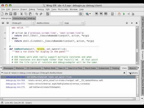 Finding Points of Use in Wing IDE