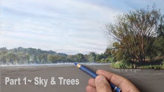 Pastel Painting Tutorial ...Landscape Painting with Pastels, Easy Way.  Sky and Trees ~ Part 1. screenshot 1