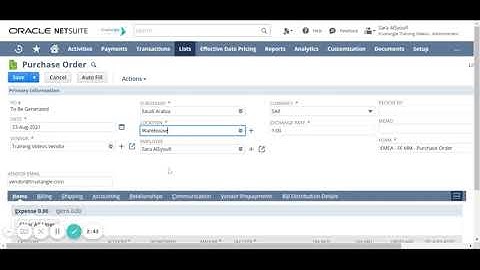 NetSuite | Create Purchase Order In