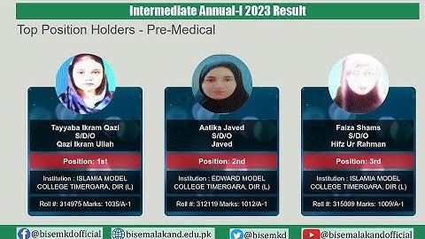 Top 3 Positions Holders HSSC Result Malakand Board 2023
