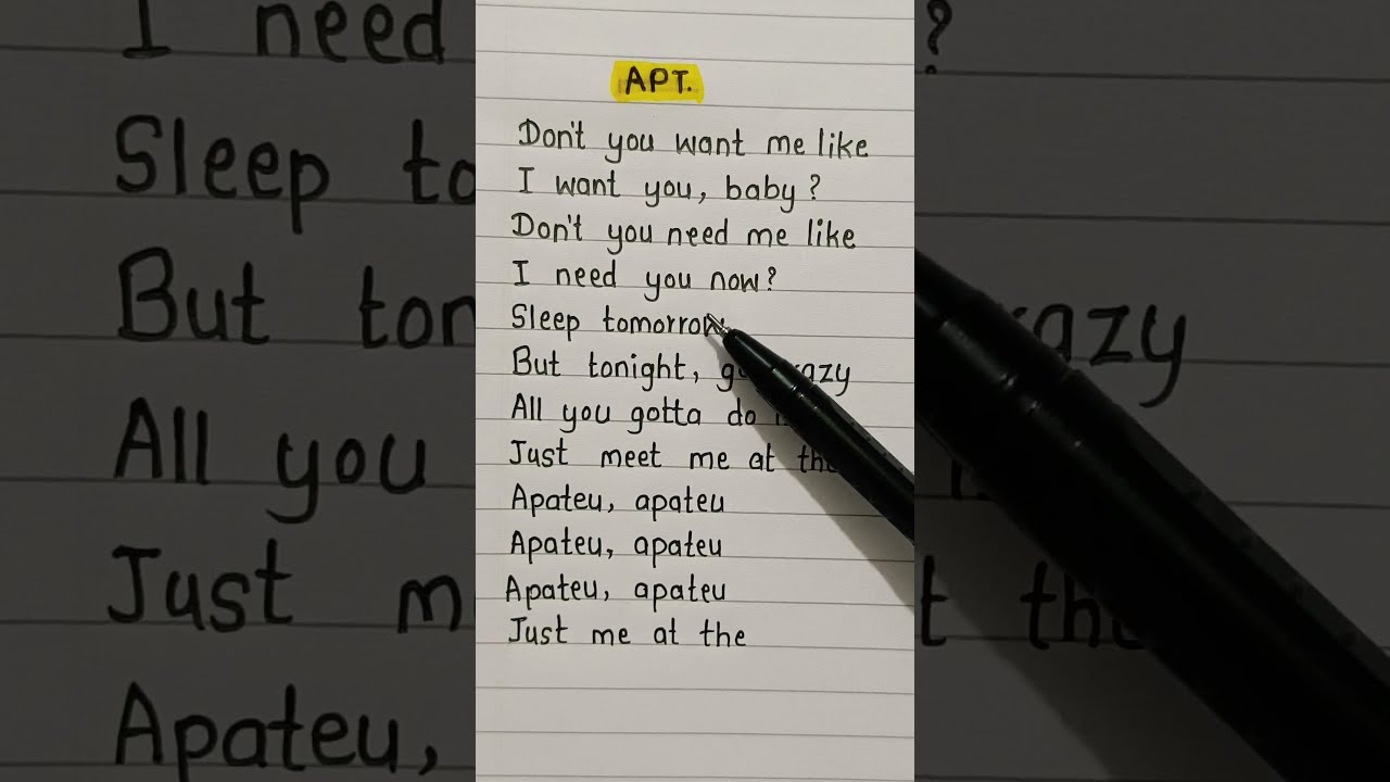 APT Song Lyrics Bruno Mars Ros Apt Trending Youtubeshorts Viral