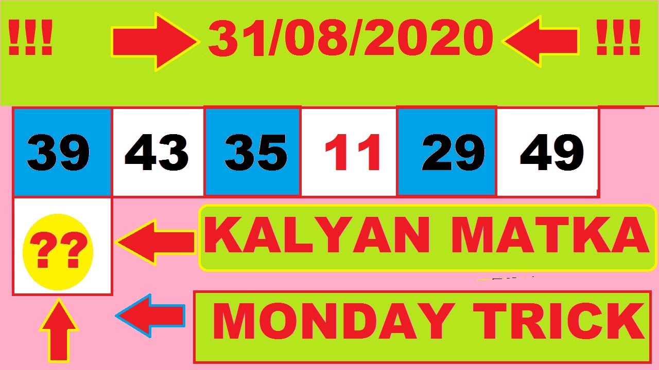 Kalyan Matka 31/08/2020 Trick Kalyan Satta Matka Table Chart OTC number