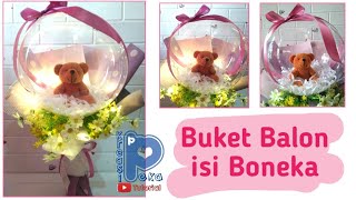 Buket balon isi boneka || Balloon bouquet tutorial PART 1 || Stuffed doll in a balloon
