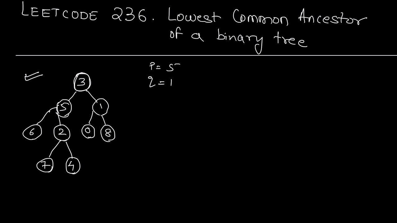 Leetcode Problem 236: Lowest Common Ancestor of a binary tree - YouTube