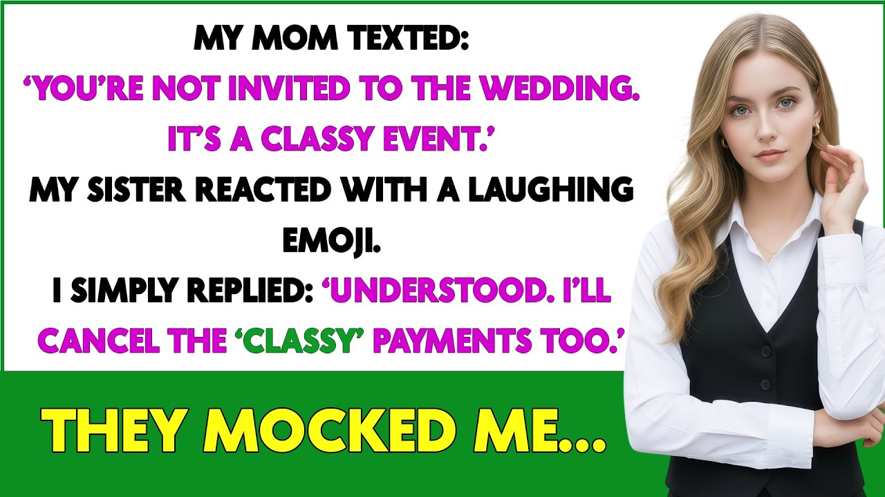 My Mom Texted, “You’re Not Invited to the Wedding—It’s a Classy Event.” My Sister Laughed Out Loud.