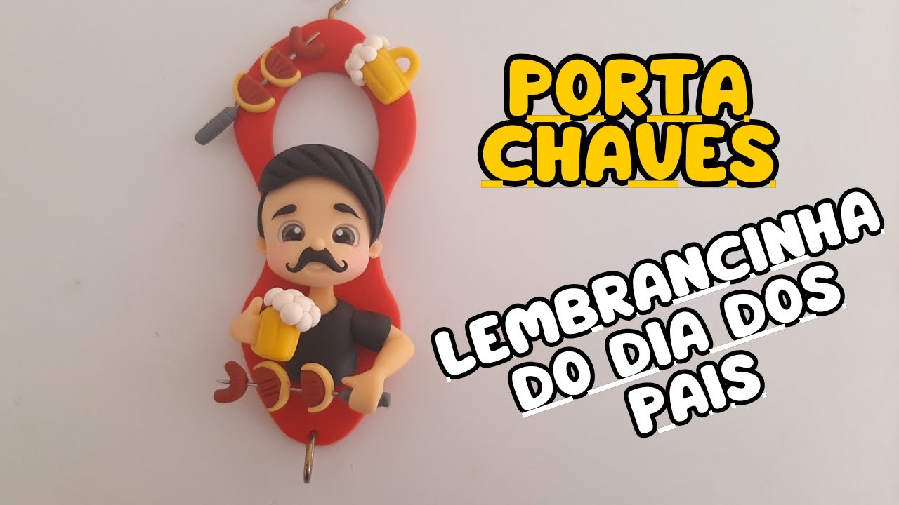 DIY- Lembrancinha pro dia dos pais porta chaves em biscuit