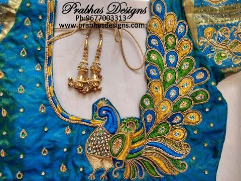picture Simple Peacock Aari Work Blouse Designs peacock designed aari embroidery blouse