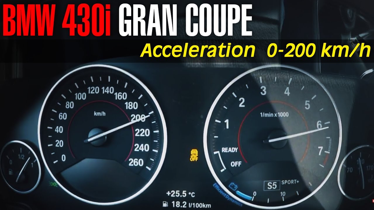 BMW 430i Gran Coupe Top Speed 0 - 200 km/h acceleration - YouTube
