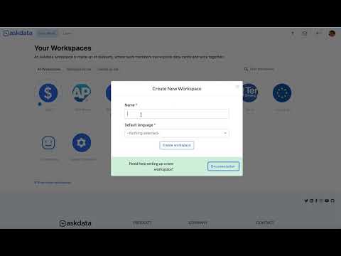 Askdata - Admin Guide - Creating Workspace
