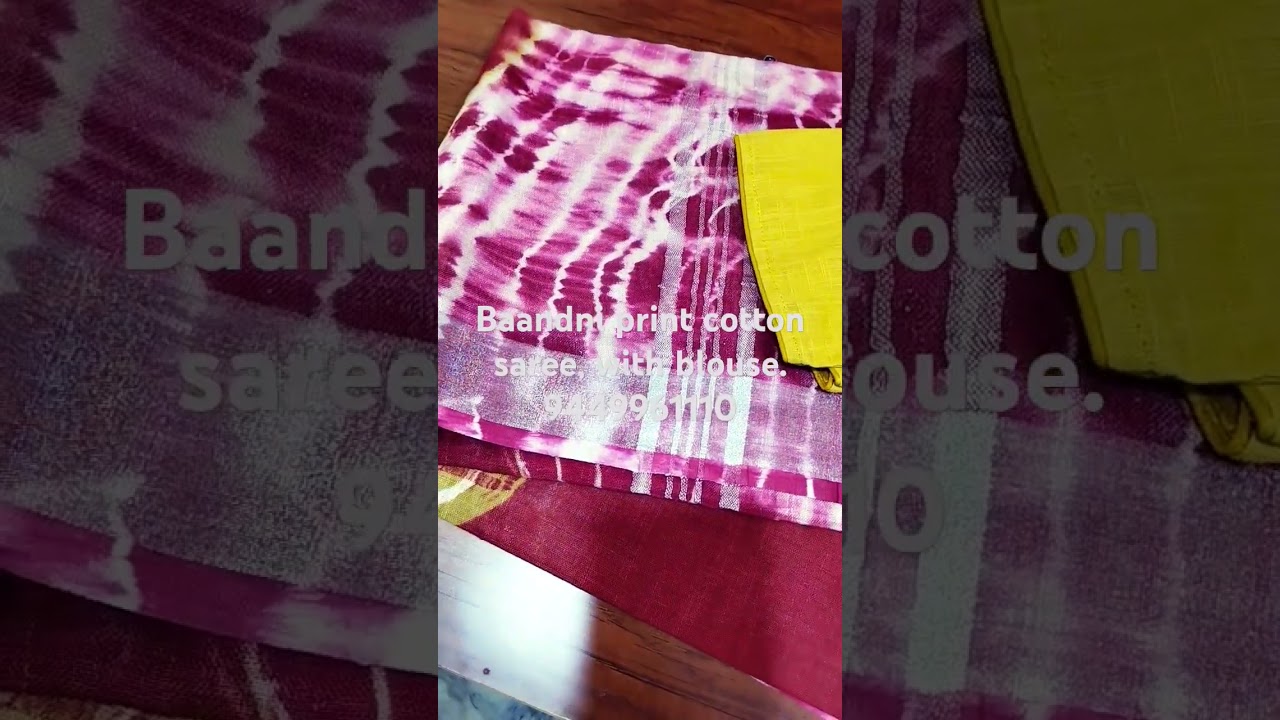 Baandini print cotton saree with cotton blouse.. contact 9449961110..