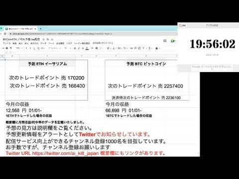 AI予想 ビットコイン・イーサリアムLive配信　2023・1・10