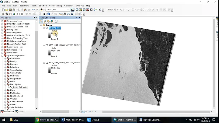 MNDWI Calculation using ArcGIS 10.0