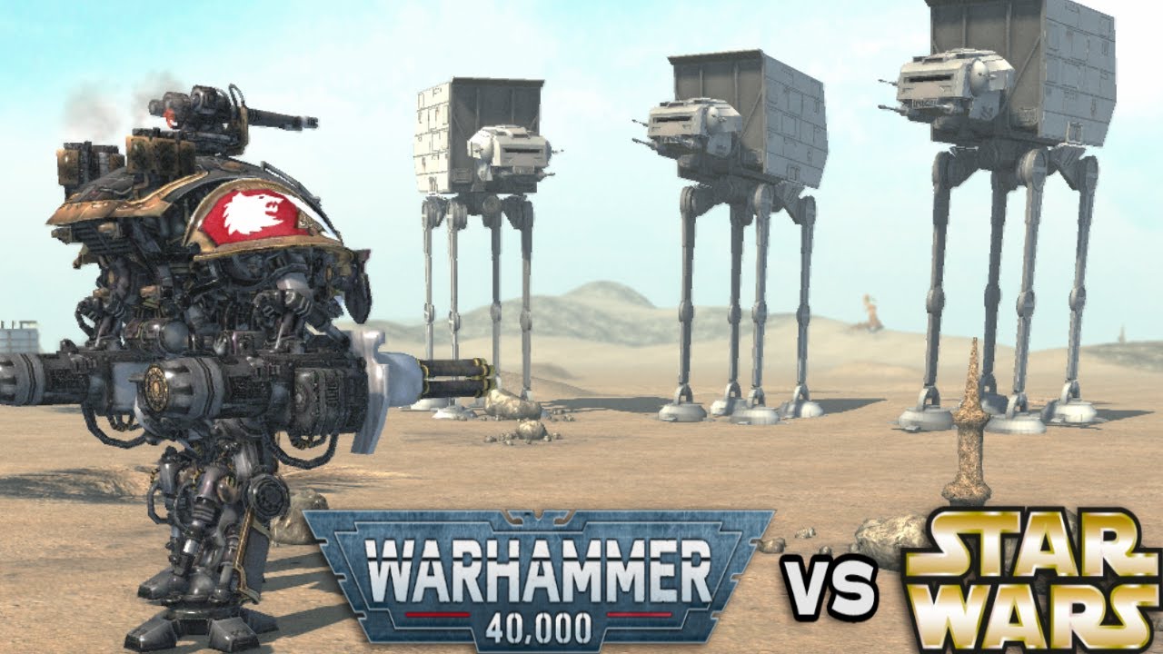 1 Imperial Knight (Warhammer 40K) vs 3 AT-AT (Star Wars)