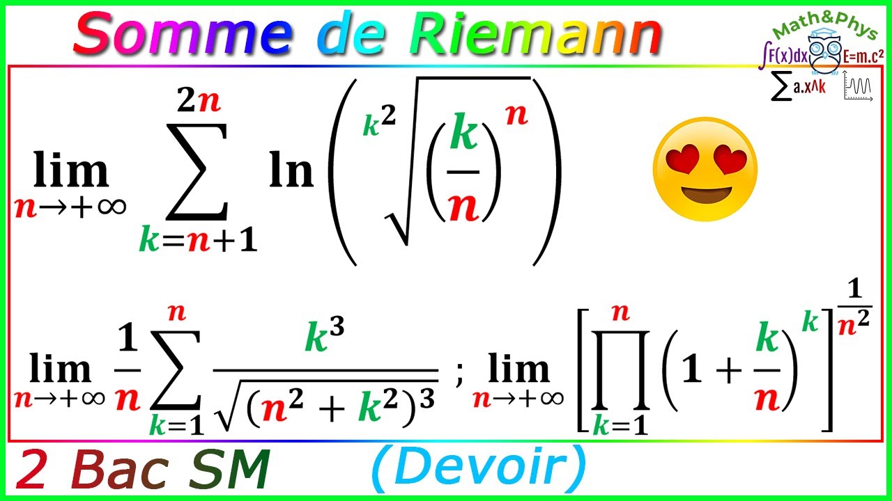Intégrale de Riemann Somme de Riemann Calcul Intégrale 2 Bac SM [Exercice 31] YouTube