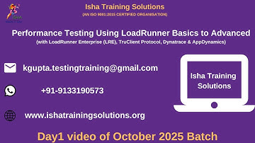 Performance Testing using LoadRunner Day1 video on 15th October 2025. +91-9133190573 To Enroll.