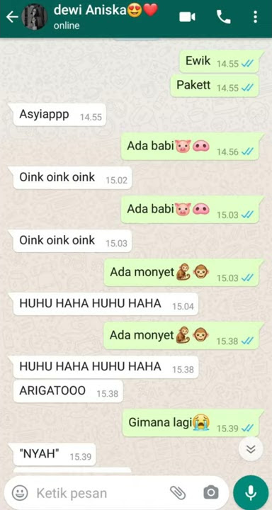 ada babi oink oink oink, ada monyet huhu haha huhu haha