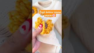 Örgü Üstüne Çi̇çek İşleme Yapimi