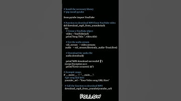 Download mp3 audio sings from YouTube Video in python #python #chatgpt #ai #machinelearning