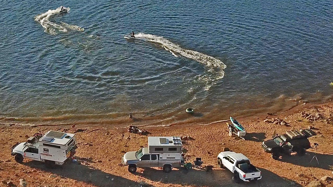 EP20 FULL TIME TRUCK CAMPING MY 1st RIDE on a YAMAHA SUPER JET STAND UP JET SKI at LAKE