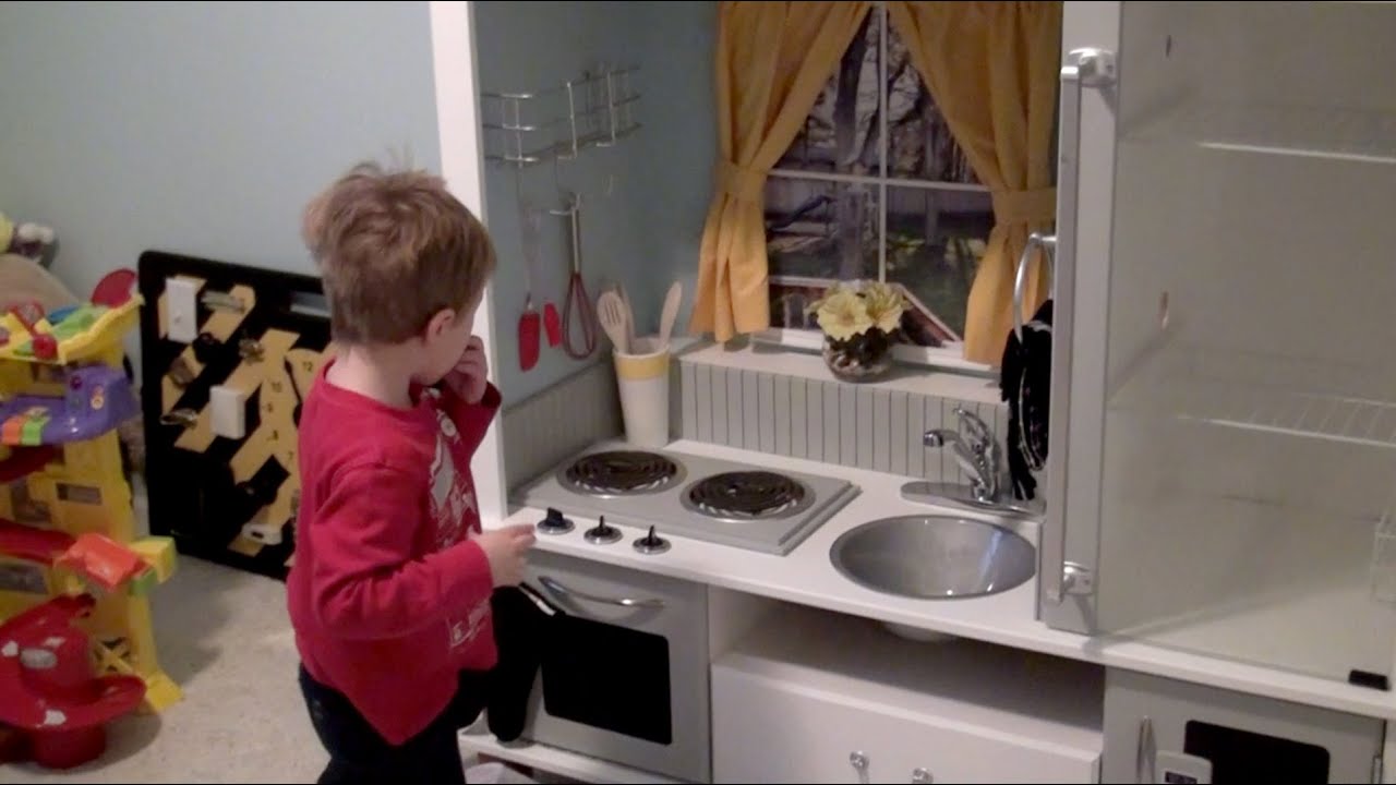 Diy Play Kitchen From An Entertainment Center Youtube