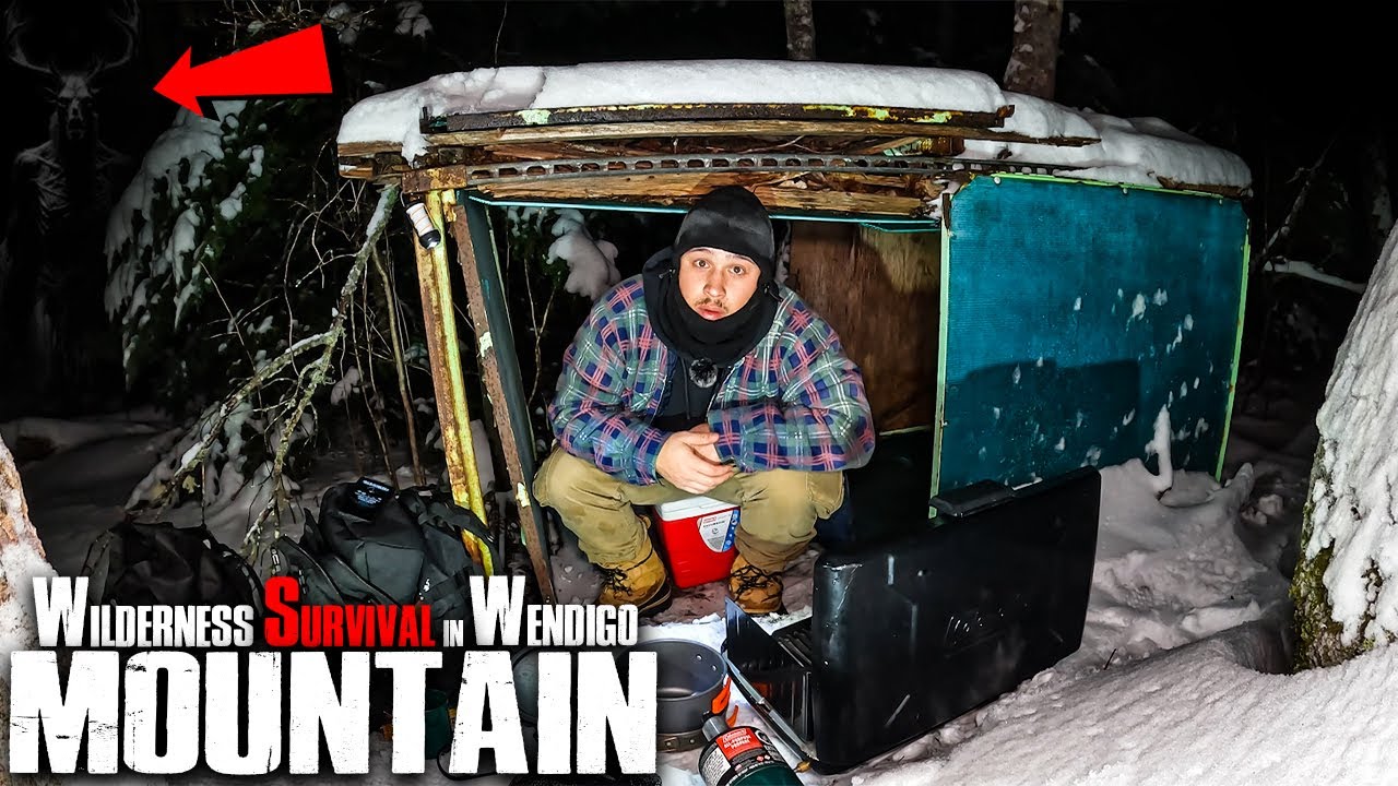 (TURNED VERY BAD) SURVIVING a NIGHT CAMPING ALONE In WENDIGO WILDERNESS (IT FOUND MY ABANDONED HUT)