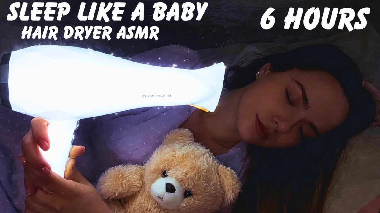 Sleep Comes Naturally & Stress Fades: Hair Dryer ASMR Sound for 6 HOURS