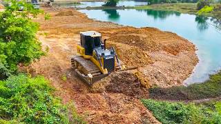 New Landfill Project! Filling a Big Pond Near Main Road  25 5T Dump Truck &amp; Shantui Dozer