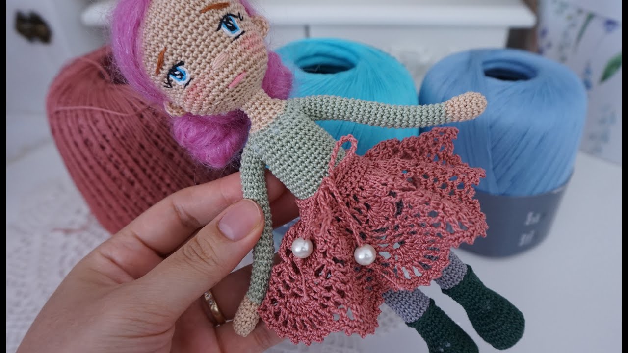Small doll skirt crochet tutorial/ lace skirt YouTube