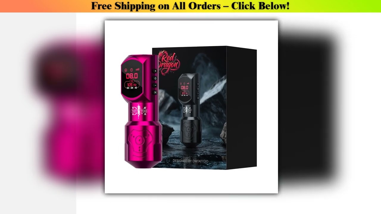 DM New Red-Dragon Wireless Tattoo Machine 4.0MM Stroke Custom Motor OLED Large Color Screen Tattoo