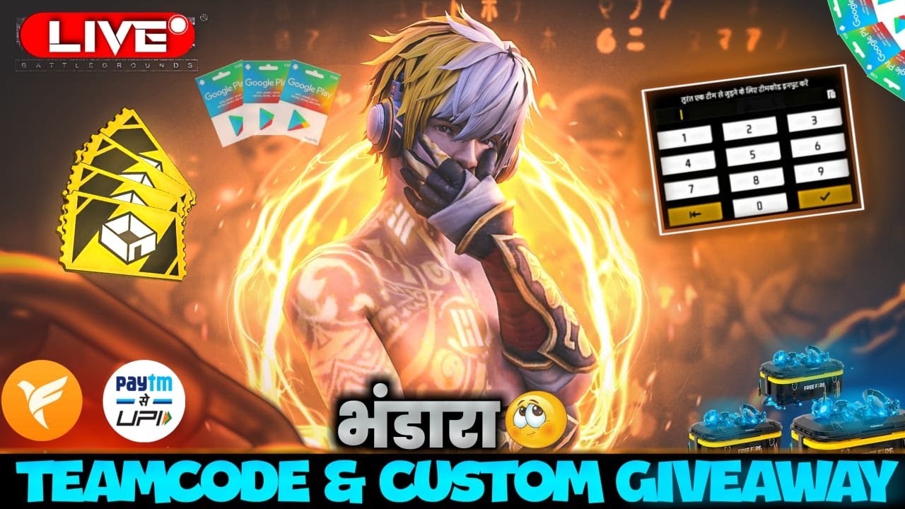 Free Fire Live Custom Room Giveaway | FF Live Teamcode Giveaway | Free ...