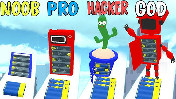 NOOB vs PRO vs HACKER vs GOD in Battery Run 3D!