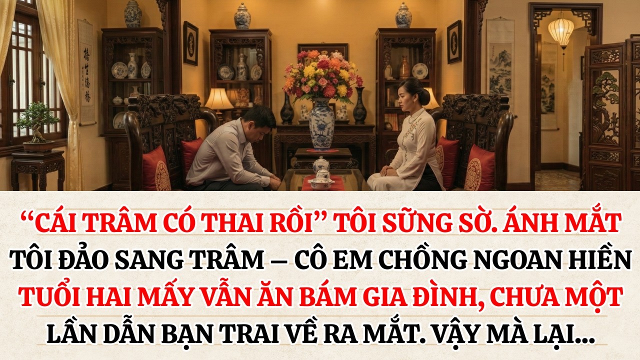 “Cái Trâm có thai rồi.” Tôi sững sờ. Ánh mắt tôi đảo sang Trâm – cô em chồng ngoan hiền, tuổi...