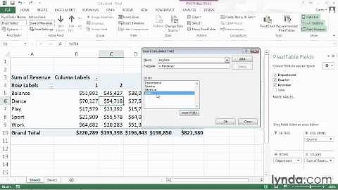 Creating a calculated field from the Course Excel 2013  Pivot Tables in Depth