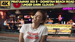 Pratumnak Soi 5 and Dongtan Beach Road Drive under dark clouds - May 2024 Pattaya Thailand