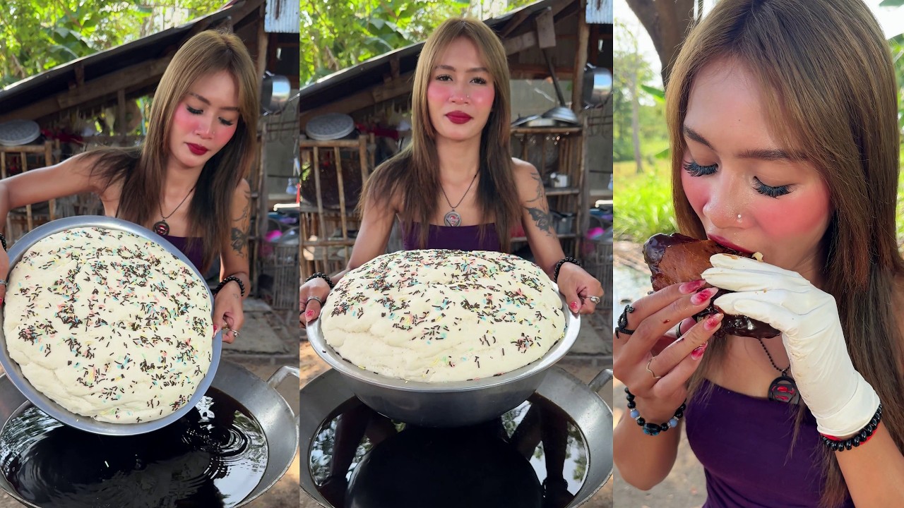 Amazing cooking deep fried cake with sauce recipe