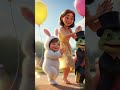 Pok Ame Ame Baby, Mom & Gentleman Lizard Dance Pure Dopamine Joy 🐰🎈 | #Shorts #ai #funny #dance
