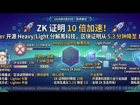 ZK 证明 10 倍加速！Lighter 开源 Heavy/Light 分解黑科技，区块证明从 5.3 分钟降至 1 分钟！#ZK零知识证明 #Lighter #Layer2 #黑科技 #AI安全 