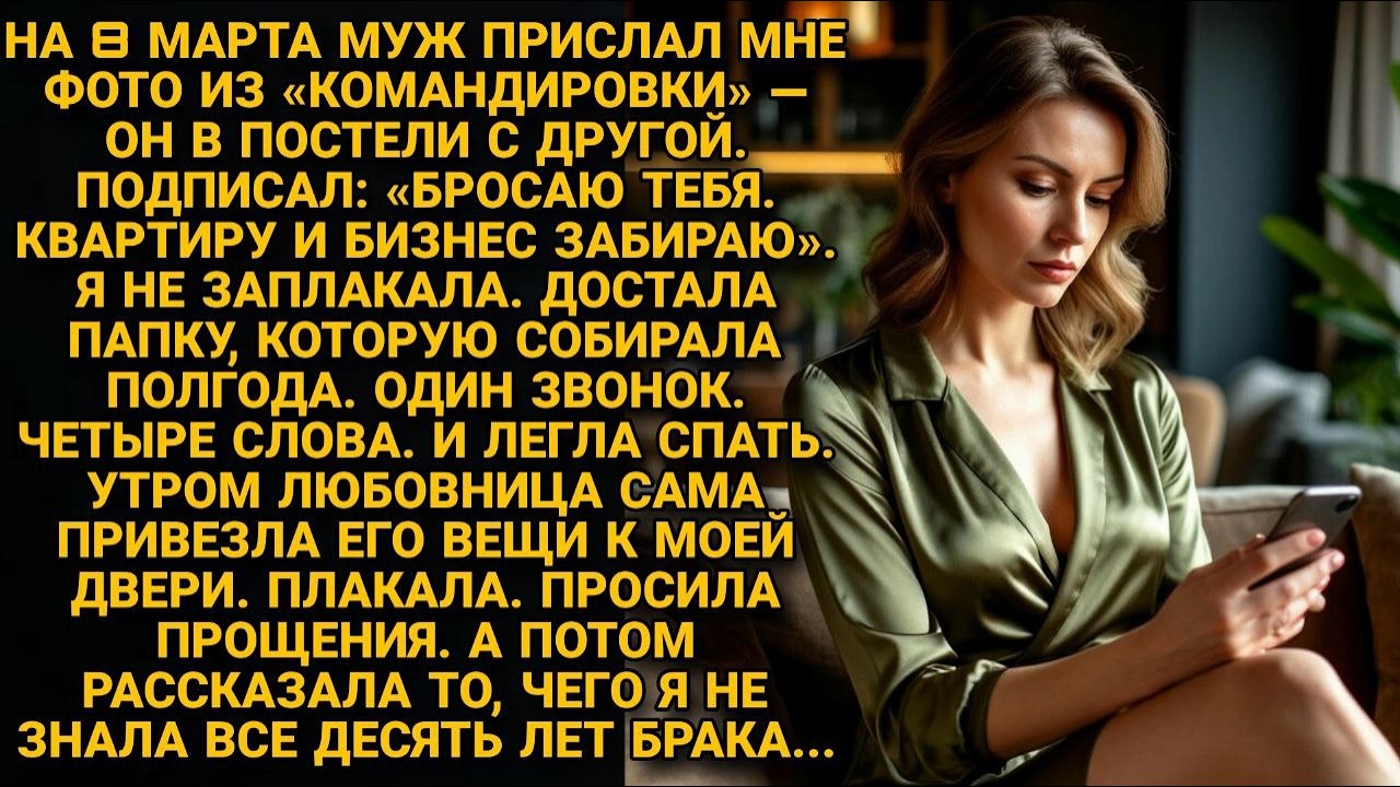 Муж бросил жену в Восьмое марта. Но он не знал, что она готовилась к этому полгода...