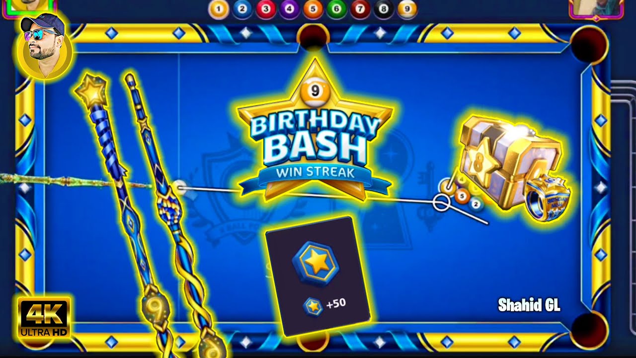 8 Ball Pool - Birthday Bash Win Streak Event - Free Cue Level 2 & Ring 😍 | Shahid GL.