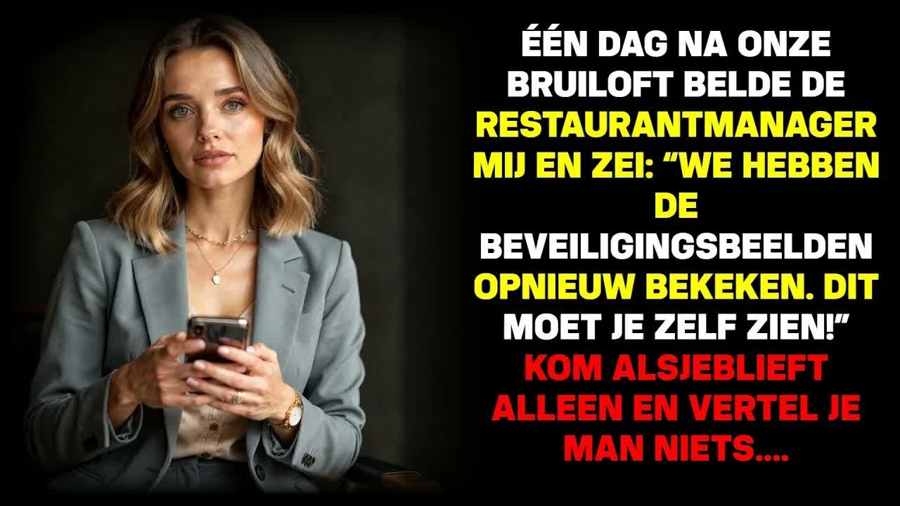 De ochtend na mijn bruiloft belde de manager van het restaurant met de woorden: „Kom alsjeblieft alleen en zeg niets tegen je man.” Op de beveiligingsvideo zag ik mijn kersverse echtgenoot innig...