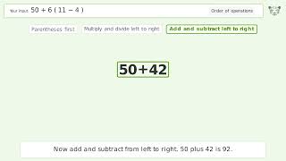 Master Order of Operations: Solve 50+6(11-4)