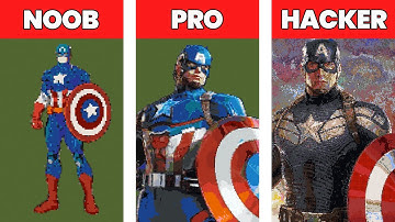NOOB VS PRO VS HACKER Minecraft Pixel art 💥 Captain America