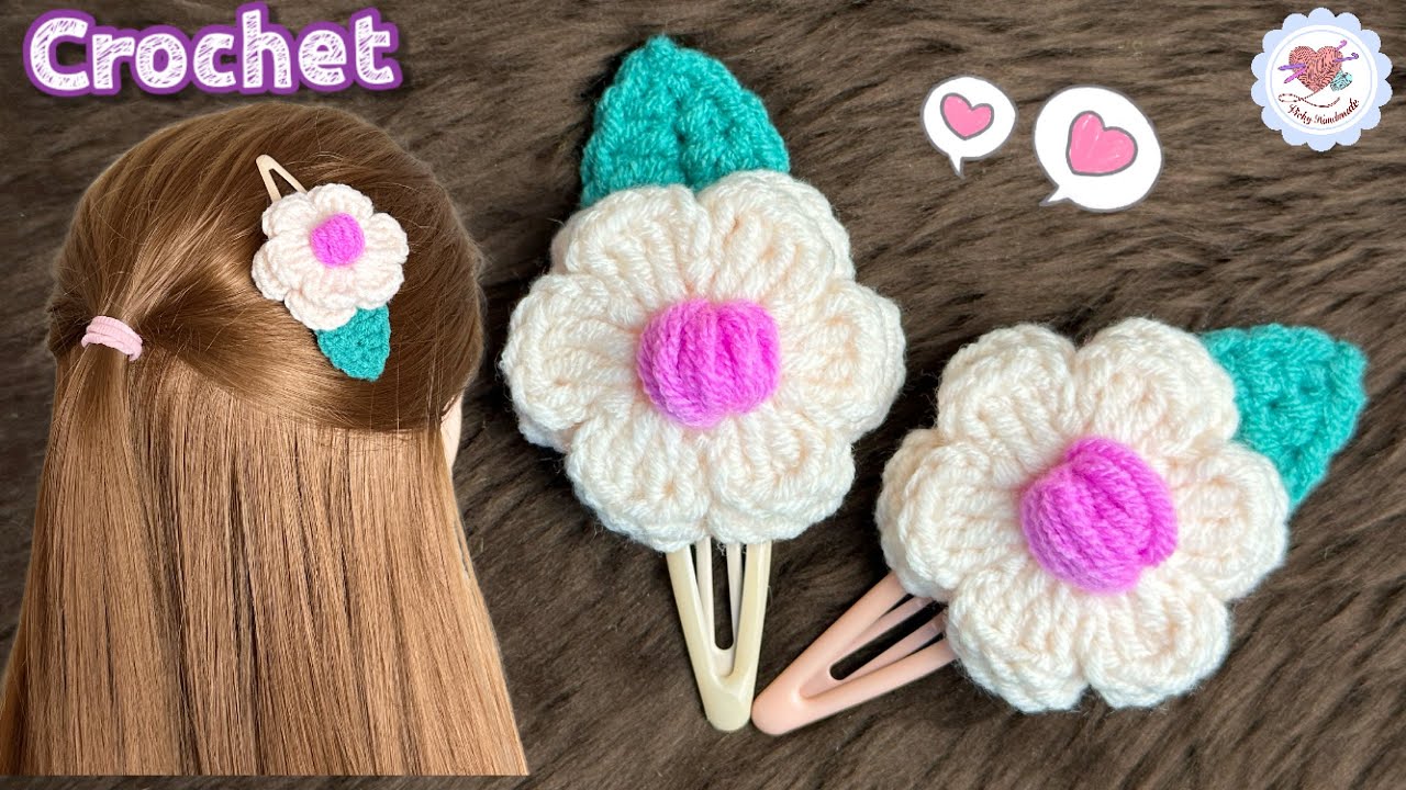 Easy Crochet Flower Hair Clips / Crochet Tutorial