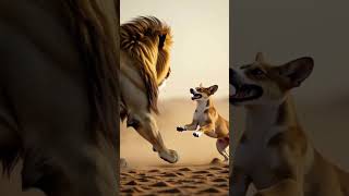 dog and lion fight #anime #cat #fun #lion #fun #viral #fry