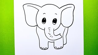Çok Kolay Fil Çizimi, Adım Adım Kolay Yoldan Fil Resmi Nasıl Çizilir, How To Draw a Elephant Easy