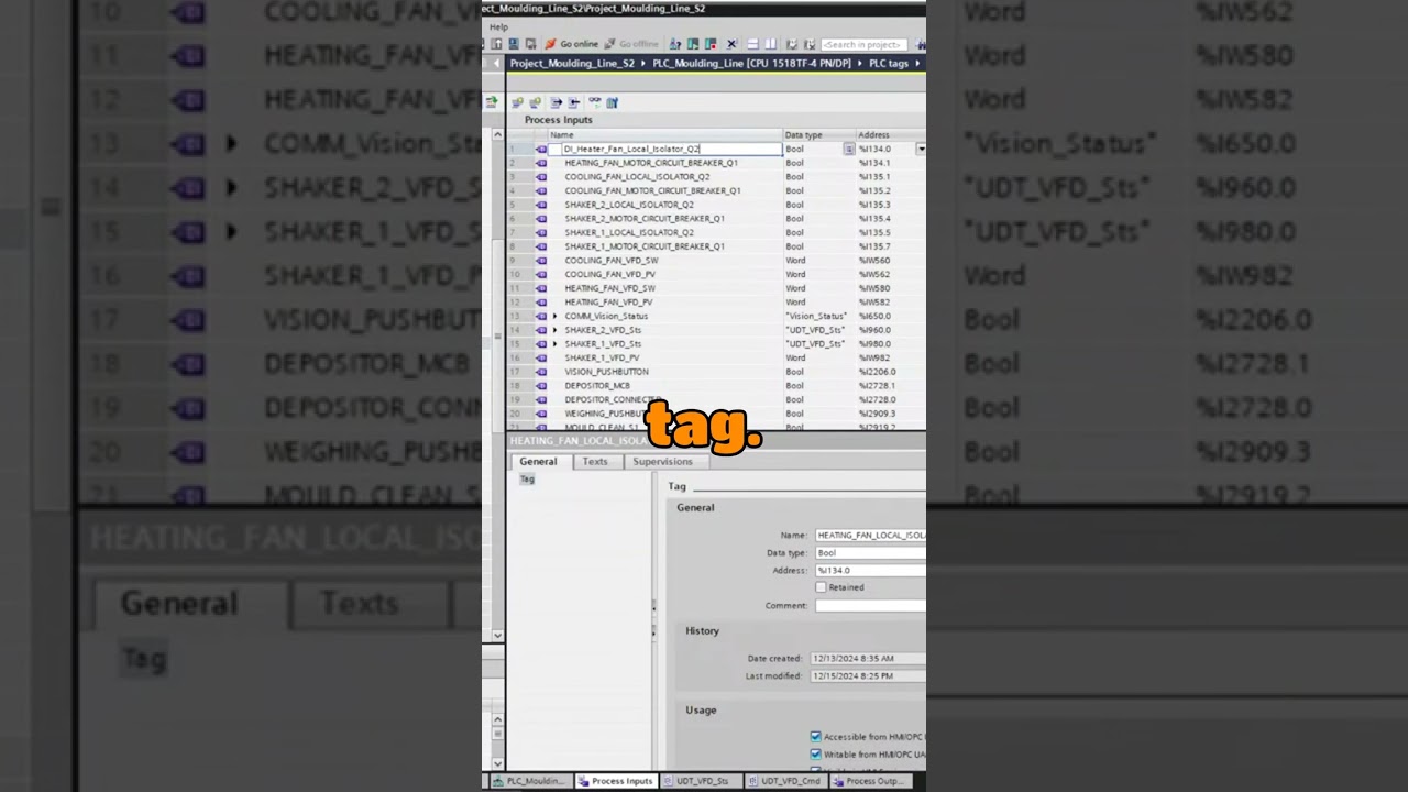 Naming Conventions for PLC Input Tags 