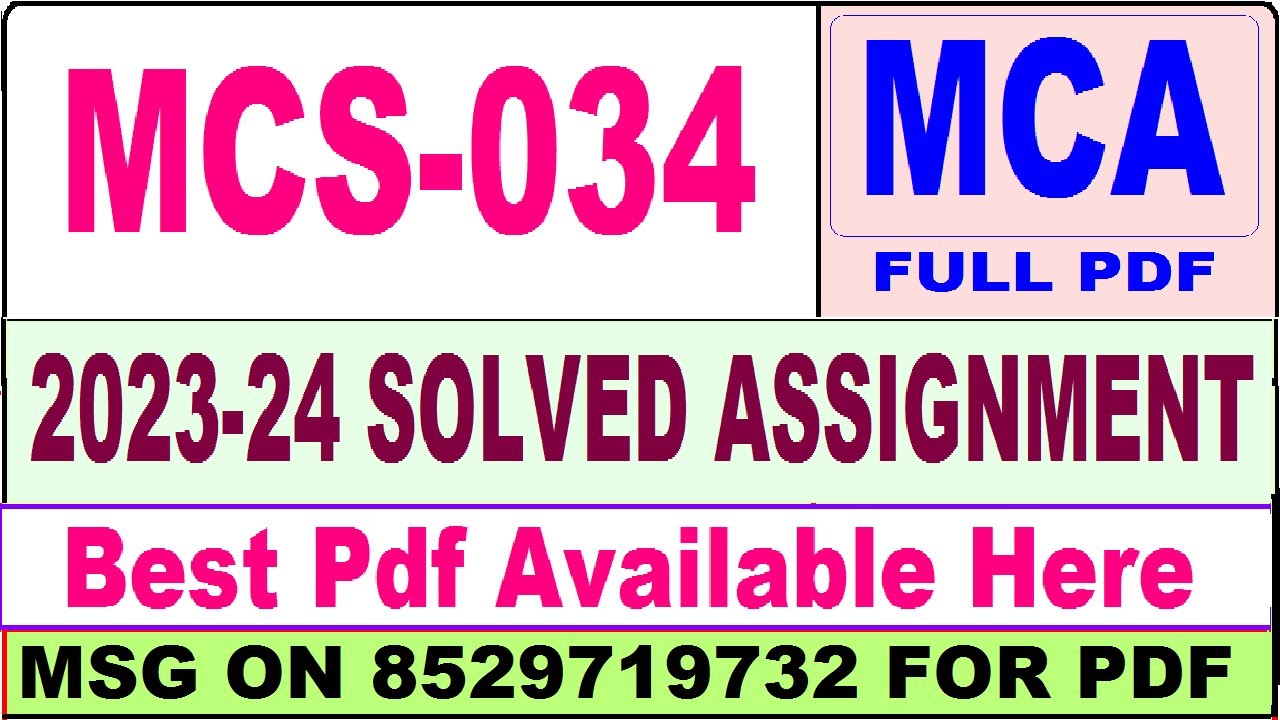 mcs 034 solved assignment 2023-24 / mcs 034 solved assignment 2024 / ignou mca 3rd sem mcs034 solved