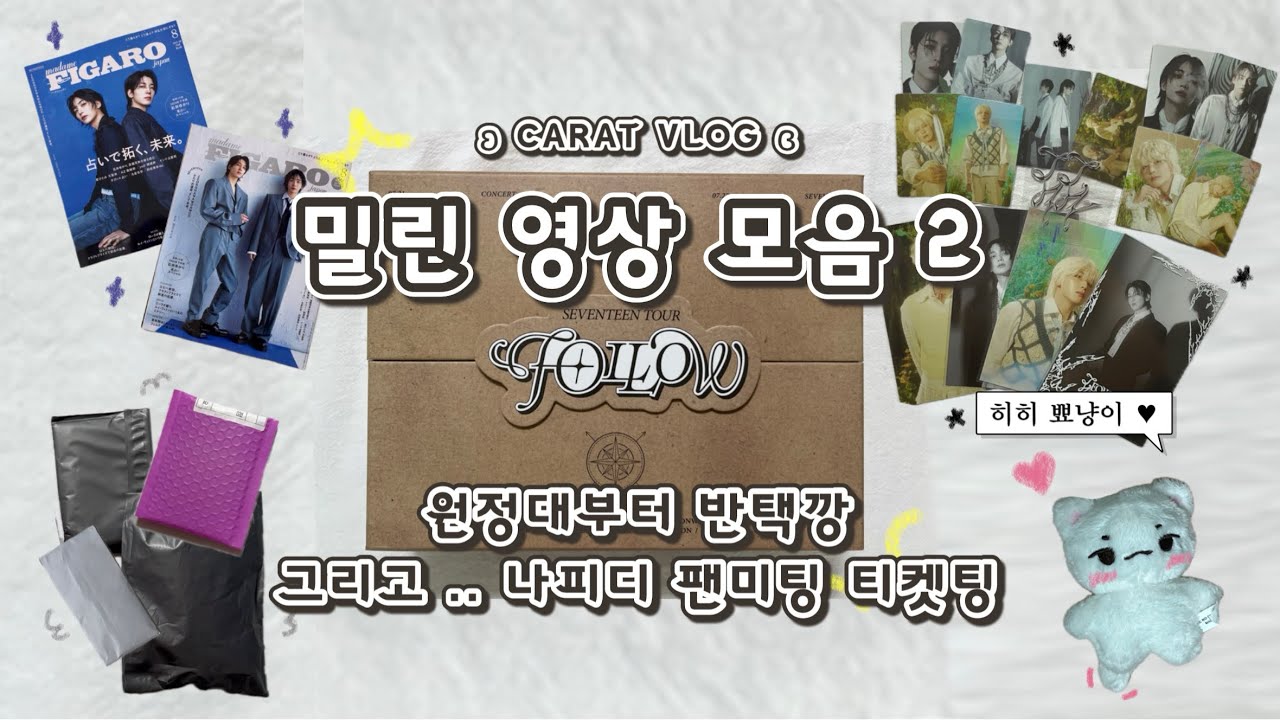 ʚ 캐럿로그 ɞ 밀린 영상 모음 2 | 원프의 캐럿브이로그 | 원우 정한 휘가로 • 반택깡 • 디스맨 팝업 • 팔콘 디지털 코드 • 뾰냥 • 팔로우 시네마 특전 • 나피디 티켓팅