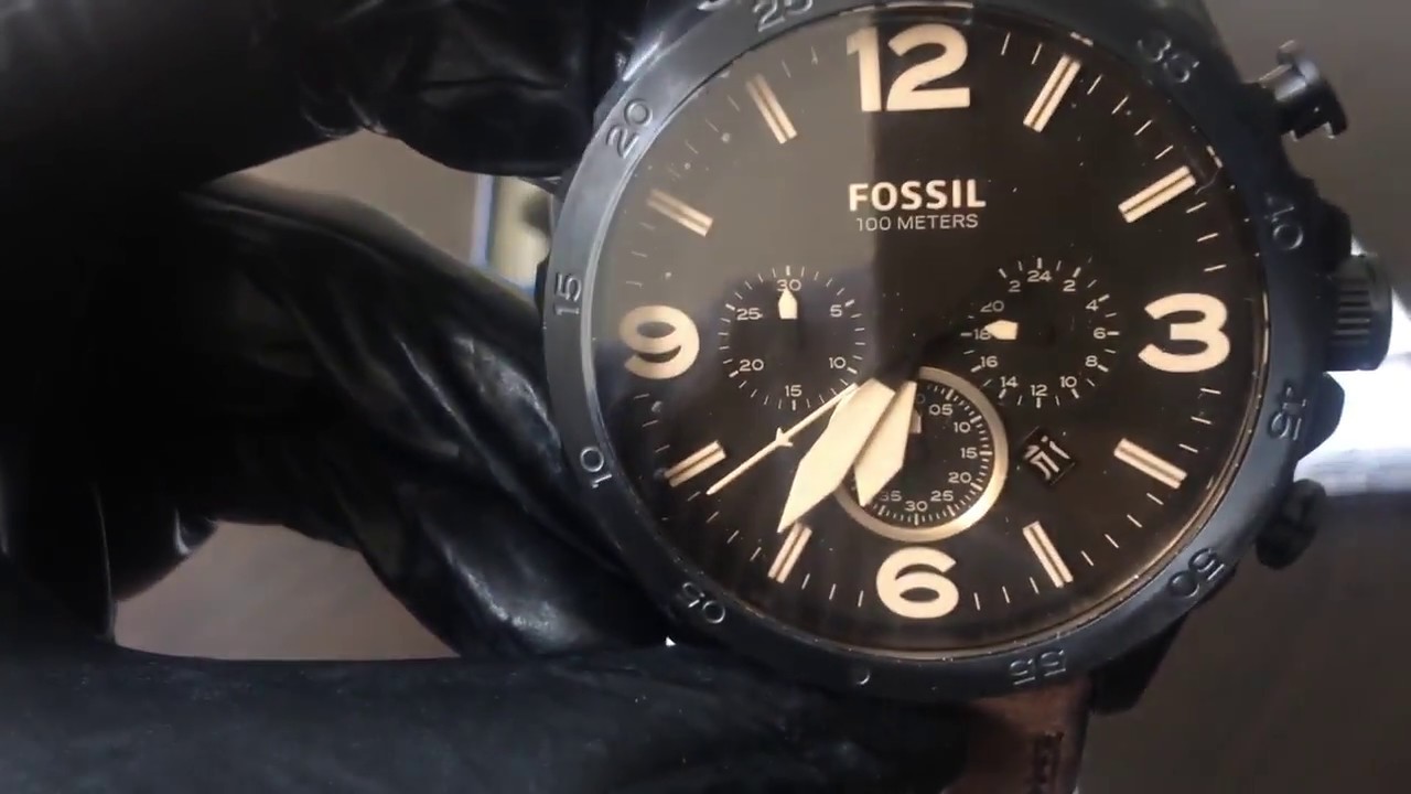 Fossil Mens Watch JR1487 Nate Chronograph Brown Leather Elite